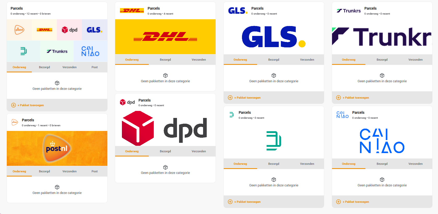Multi-carrier grid, light theme
